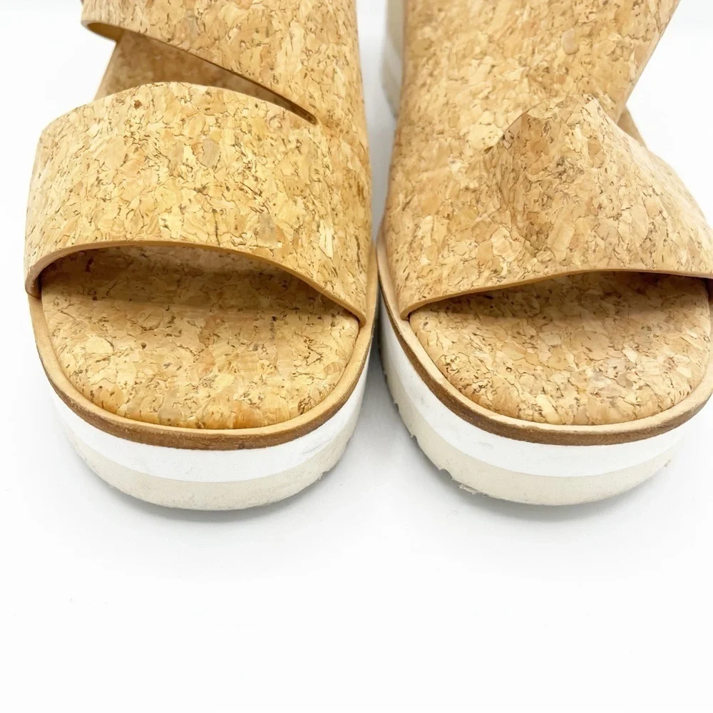 Vince Shelby Cork Wedge Heel Strap Sandals Tan 8.5